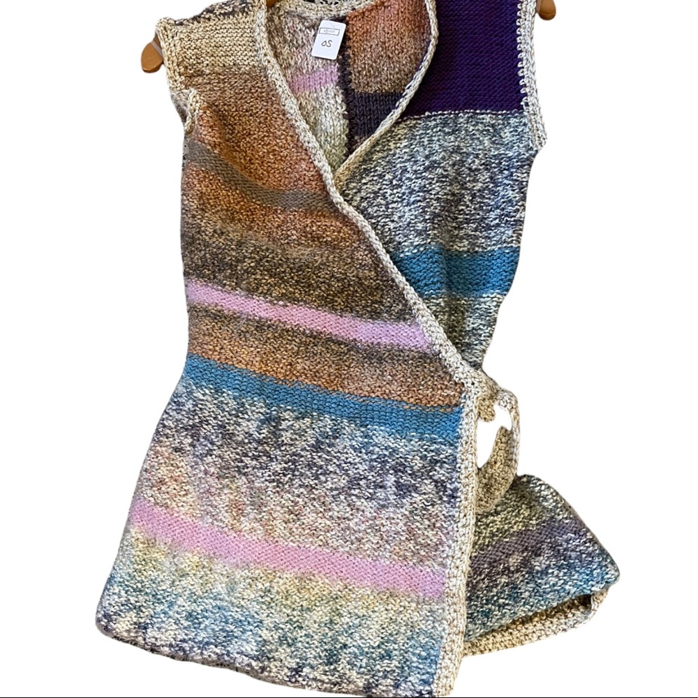 One of a Kind HANDMADE Knitted CROCHET SWEATER VEST Tunic VINTAGE Wrap - Picture 4 of 6
